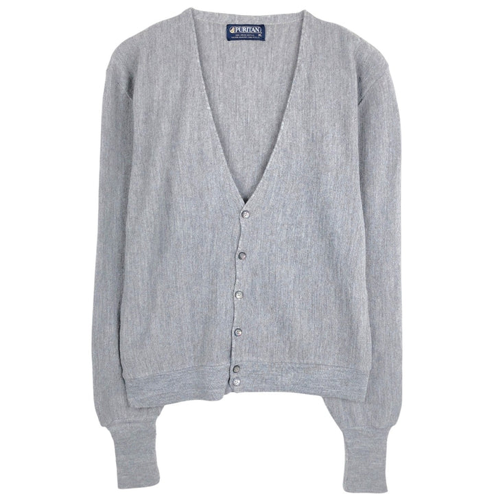 1980'S Puritan Acrylic Knit Cardigan, Made in USA, Men's Size XL (approx.), Vintage Oron Acrylic gray type Vintage Second Hand