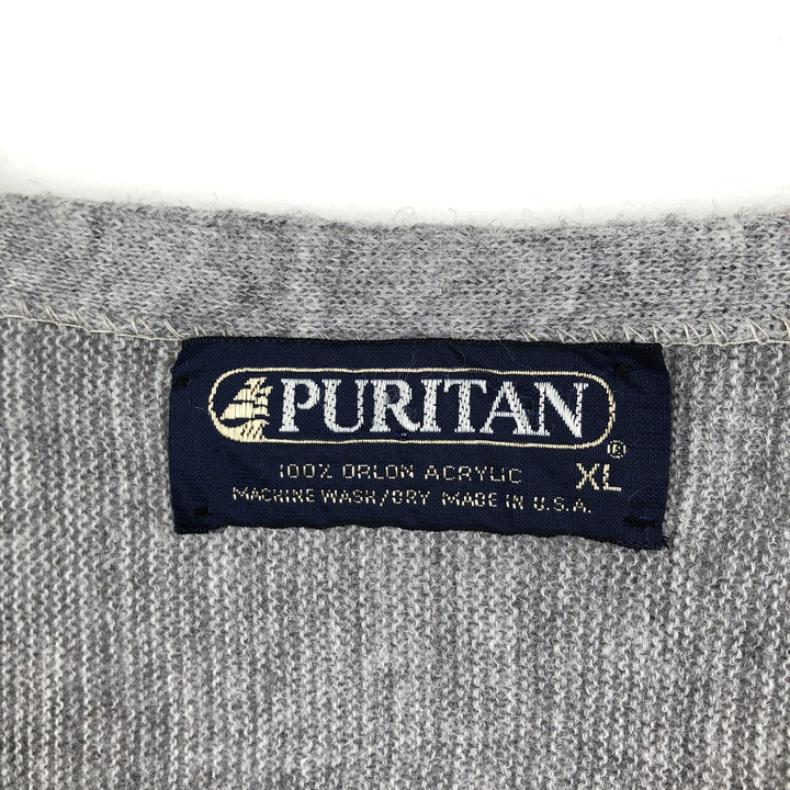 1980'S Puritan Acrylic Knit Cardigan, Made in USA, Men's Size XL (approx.), Vintage Oron Acrylic gray type Vintage Second Hand