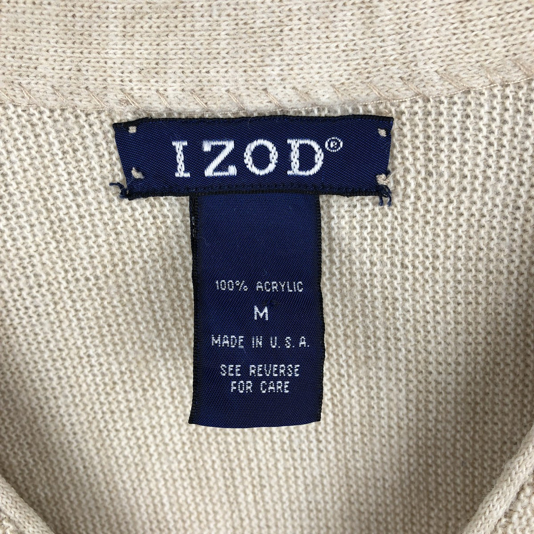IZOD Acrylic Knit Cardigan, Made in USA, Men's Size M (approx.), Vintage acrylic Beige type Vintage Second Hand