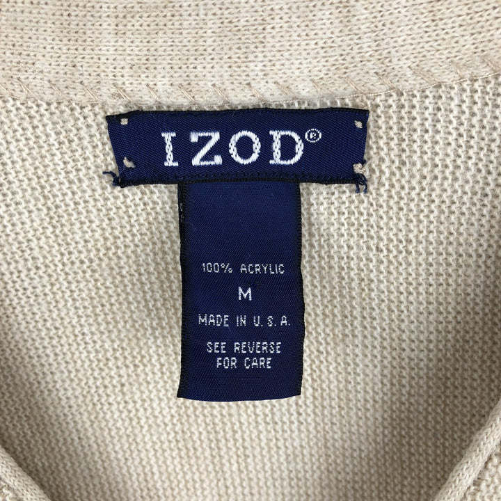 IZOD Acrylic Knit Cardigan, Made in USA, Men's Size M (approx.), Vintage acrylic Beige type Vintage Second Hand