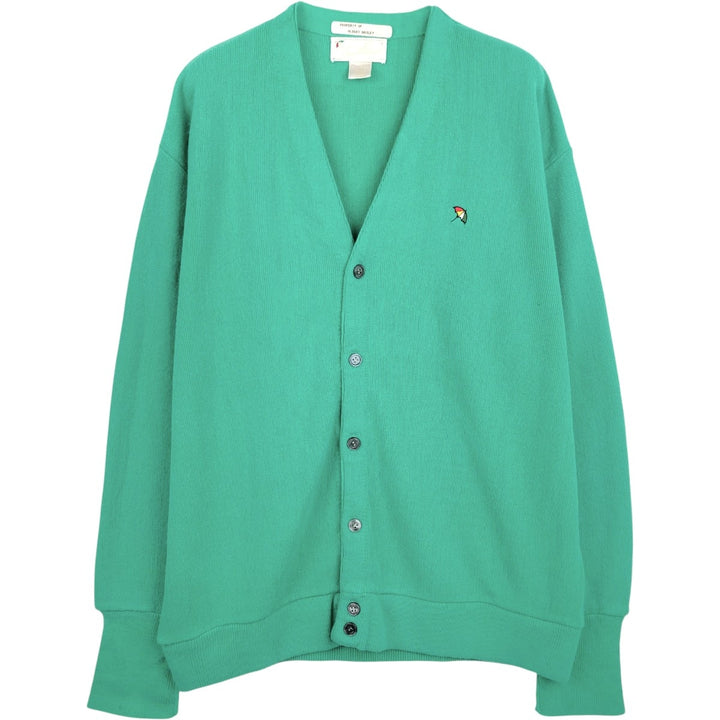 70s-80'S Arnold Palmer Acrylic Knit Cardigan, Made in USA, Men's XL equivalent, Vintage acrylic green type yellow green Vintage Second Hand