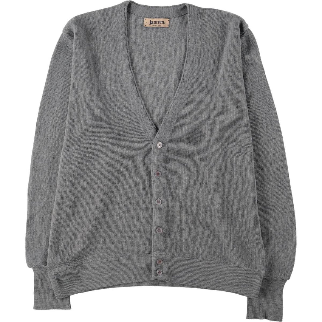 ~90'S Jantzen Acrylic Knit Cardigan, Made in USA, Men's Size L (approx.), Vintage unclear gray type Vintage Second Hand