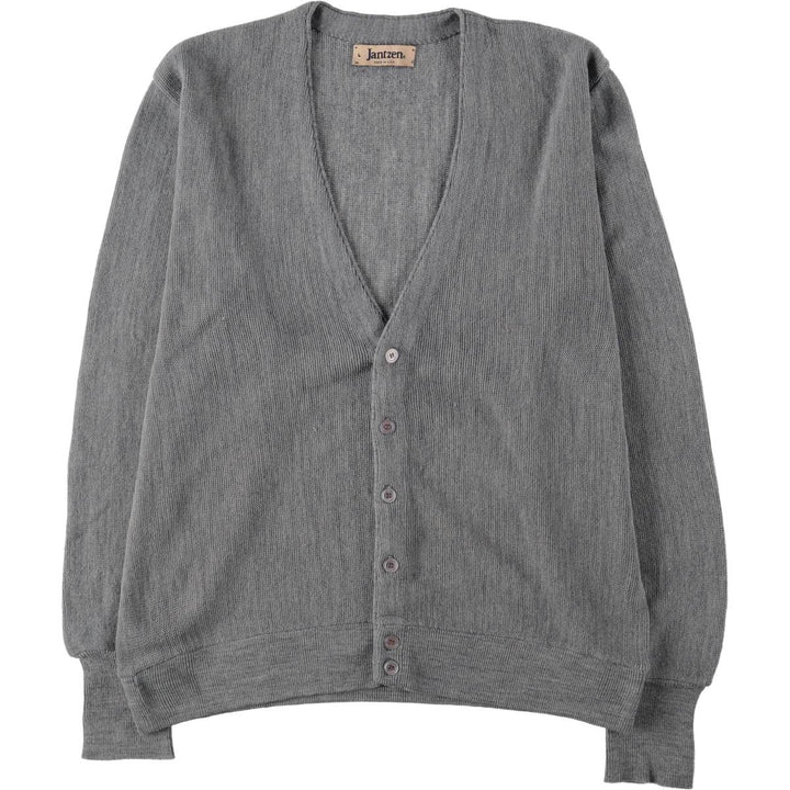 ~90'S Jantzen Acrylic Knit Cardigan, Made in USA, Men's Size L (approx.), Vintage unclear gray type Vintage Second Hand