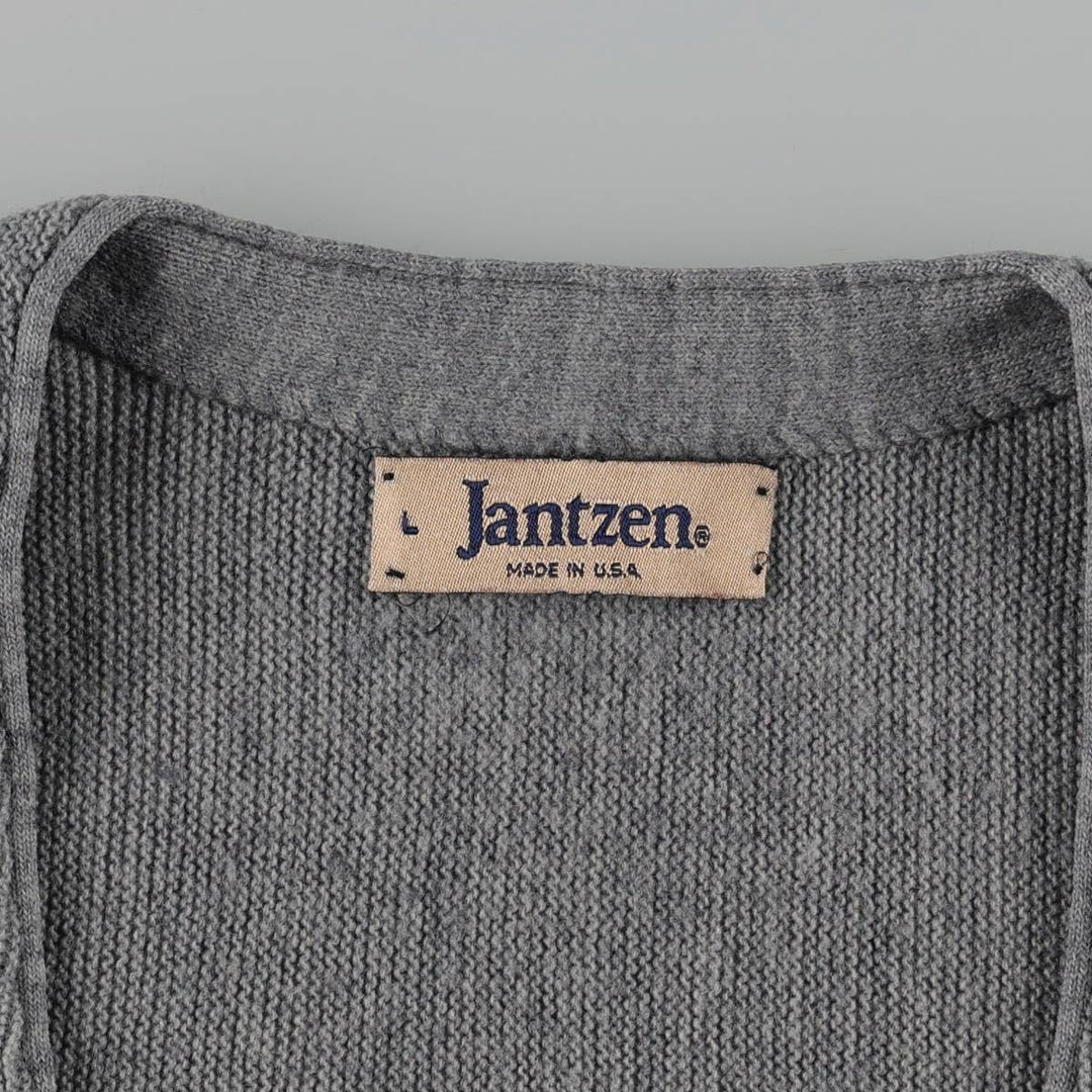 ~90'S Jantzen Acrylic Knit Cardigan, Made in USA, Men's Size L (approx.), Vintage unclear gray type Vintage Second Hand