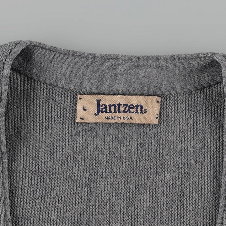 ~90'S Jantzen Acrylic Knit Cardigan, Made in USA, Men's Size L (approx.), Vintage unclear gray type Vintage Second Hand