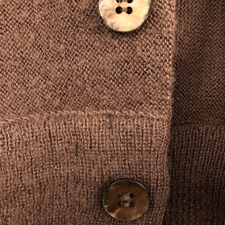 70s-80'S LORD JEFF Acrylic Knit Cardigan, Made in USA, Men's Size L (Equivalent), Vintage Oron Acrylic brown type Vintage Second Hand