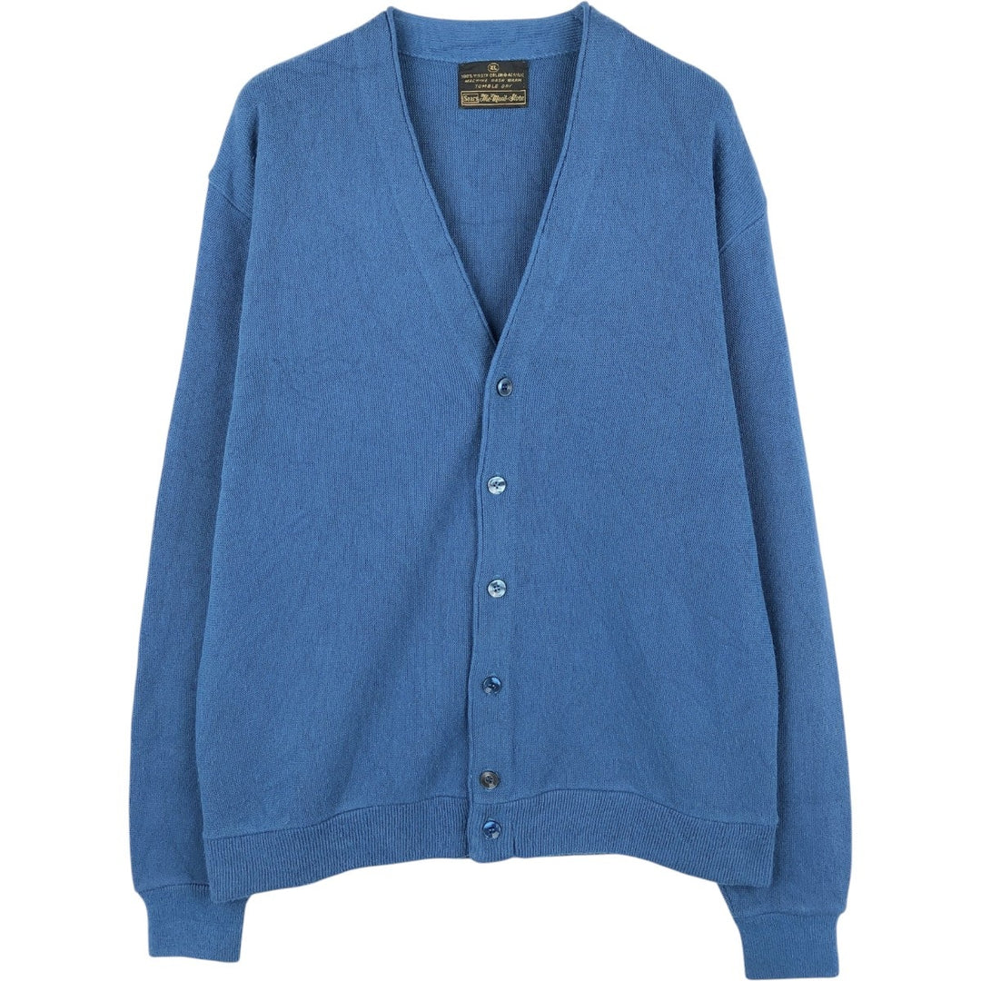 70s-80'S Sears The Men's Store Acrylic Knit Cardigan, Men's Size XL (approx.), Vintage Oron Acrylic blue type Vintage Second Hand