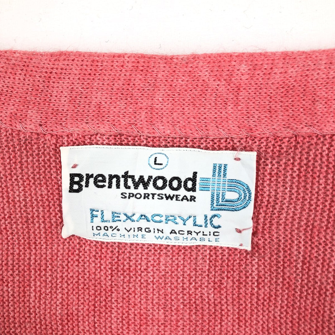 BRENTWOOD Acrylic Knit Cardigan, Men's Size L (approx.) acrylic pink type Vintage Second Hand