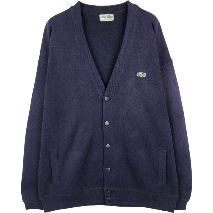 70s-80'S Lacoste CHEMISE Acrylic Knit Cardigan, Made in Spain, Men's XL equivalent, Vintage acrylic navy blue type Vintage Second Hand