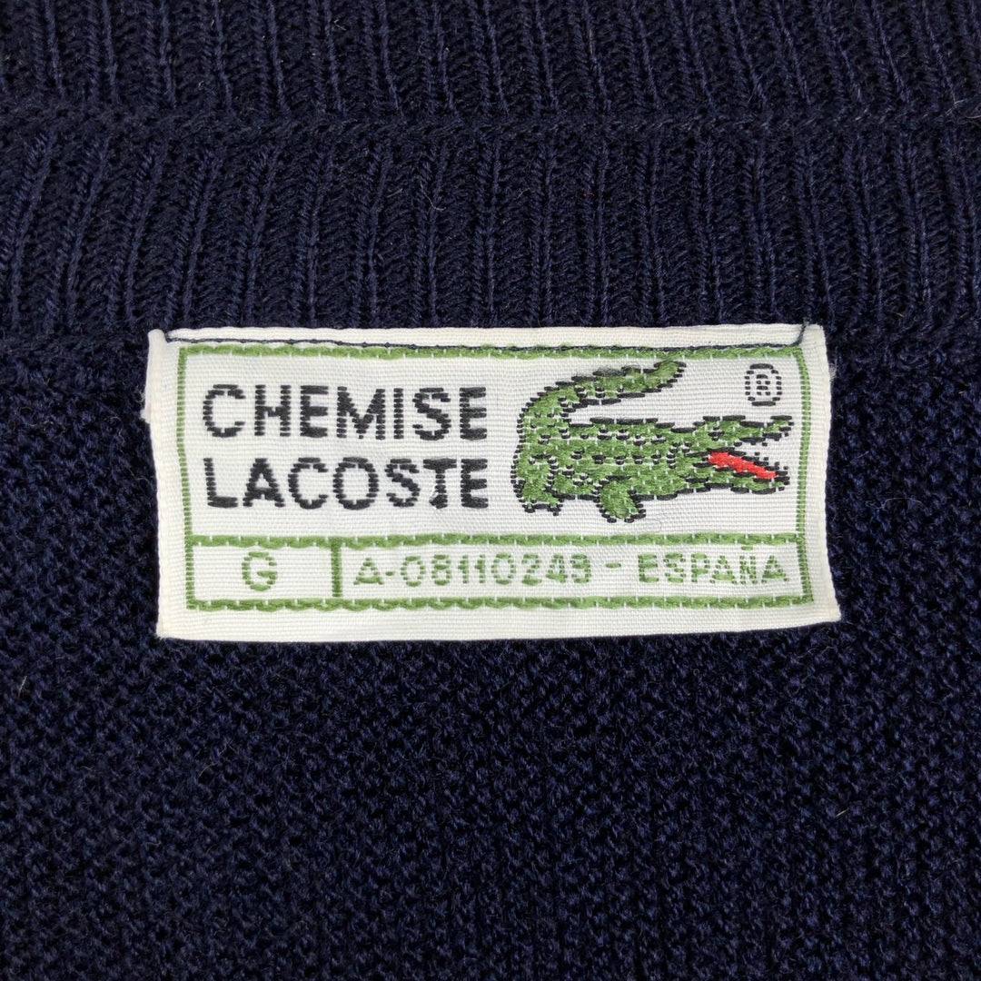 70s-80'S Lacoste CHEMISE Acrylic Knit Cardigan, Made in Spain, Men's XL equivalent, Vintage acrylic navy blue type Vintage Second Hand