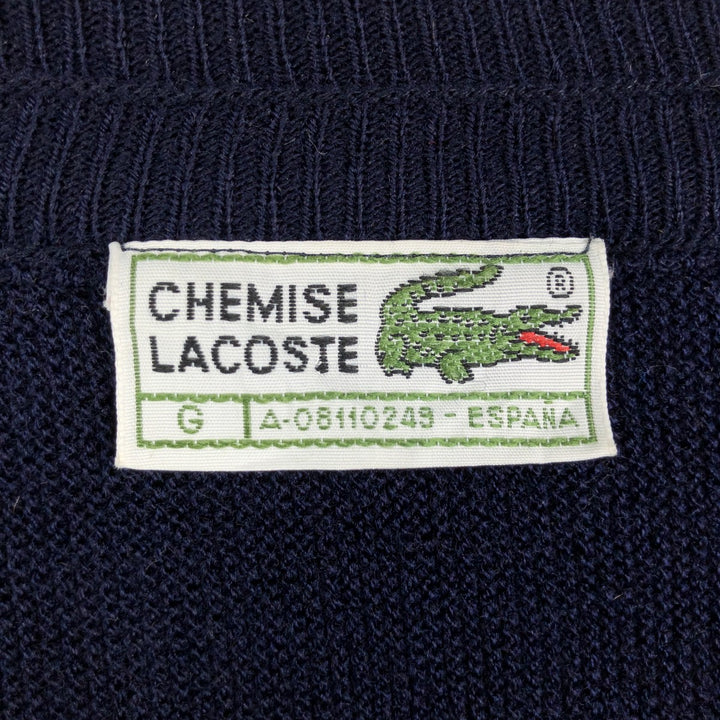 70s-80'S Lacoste CHEMISE Acrylic Knit Cardigan, Made in Spain, Men's XL equivalent, Vintage acrylic navy blue type Vintage Second Hand