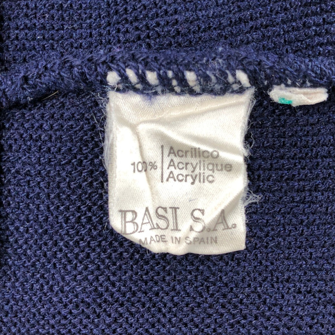 70s-80'S Lacoste CHEMISE Acrylic Knit Cardigan, Made in Spain, Men's XL equivalent, Vintage acrylic navy blue type Vintage Second Hand