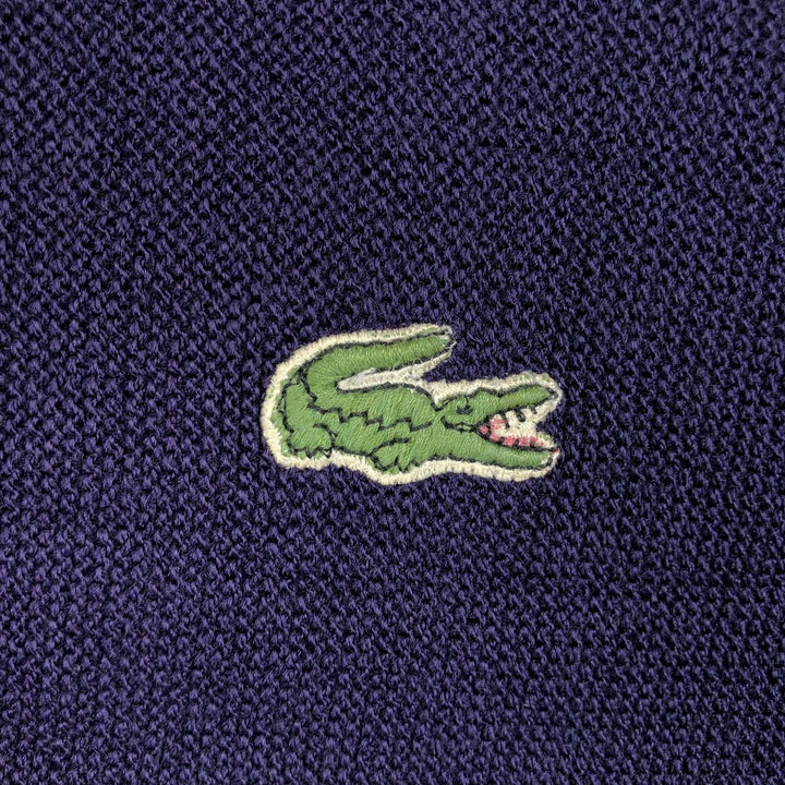 70s-80'S Lacoste CHEMISE Acrylic Knit Cardigan, Made in Spain, Men's XL equivalent, Vintage acrylic navy blue type Vintage Second Hand