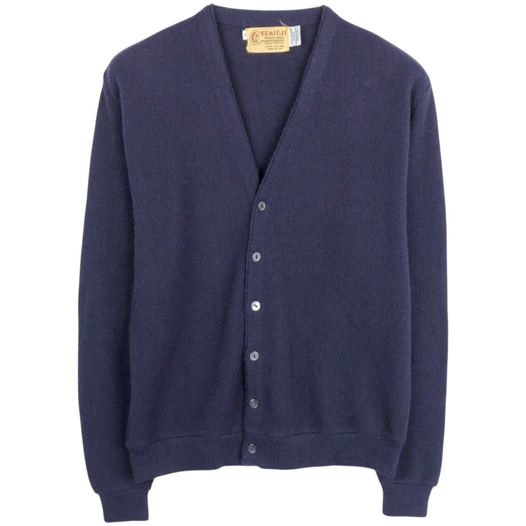 BEMIDJI Acrylic Knit Cardigan, Men's XL (approx.) acrylic navy blue type Vintage Second Hand