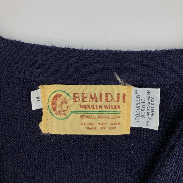BEMIDJI Acrylic Knit Cardigan, Men's XL (approx.) acrylic navy blue type Vintage Second Hand