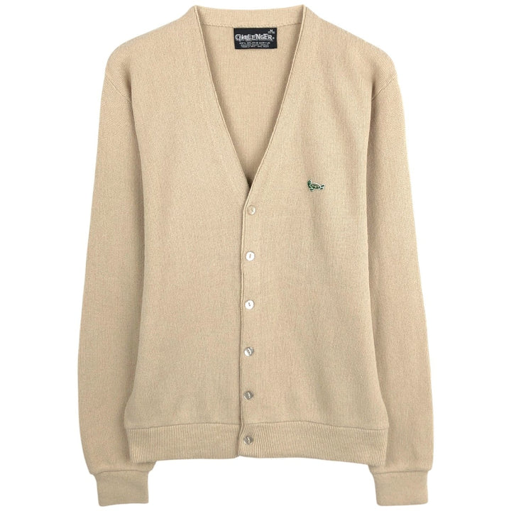 80s-90'S CHALLENGER Acrylic Knit Cardigan, Men's Size M (approx.), Vintage acrylic Beige type Vintage Second Hand