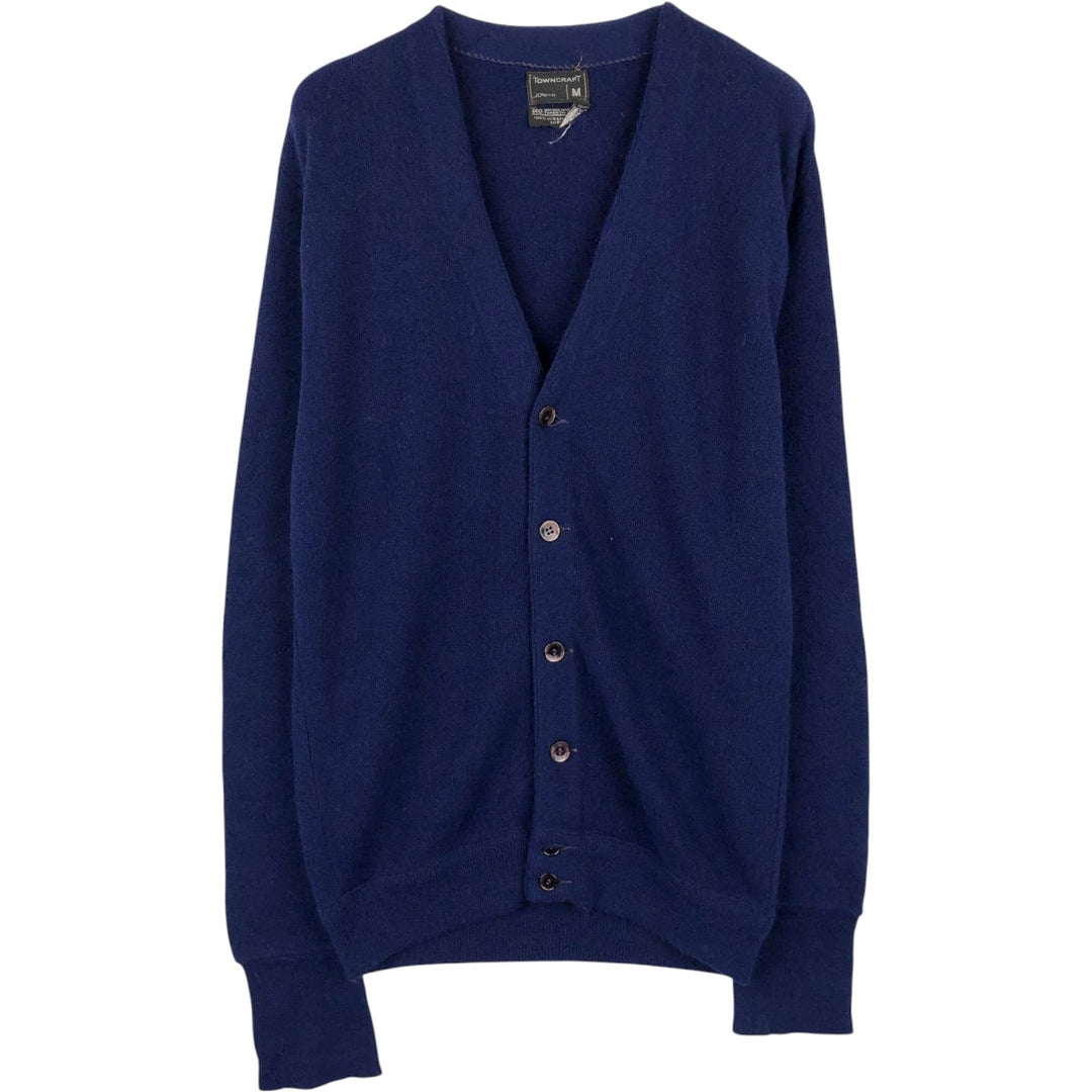 TOWN CRAFT JCPenney Acrylic Knit Cardigan, Men's Size M (approx.), Vintage Oron Acrylic Navy blue Vintage Second Hand