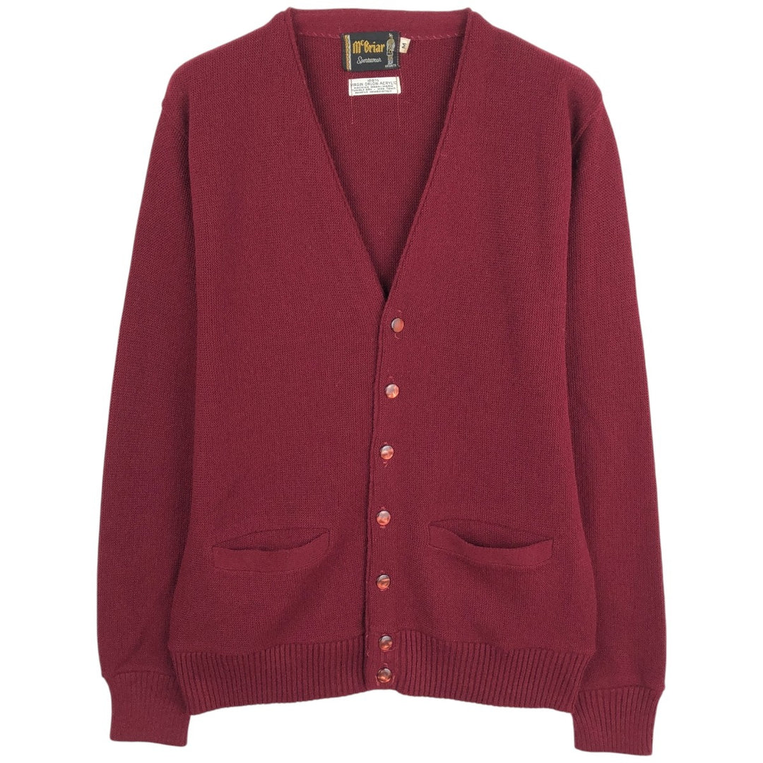 McBriar acrylic knit cardigan, men's size M acrylic red type reddish brown Vintage Second Hand