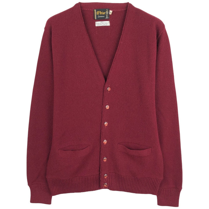 McBriar acrylic knit cardigan, men's size M acrylic red type reddish brown Vintage Second Hand