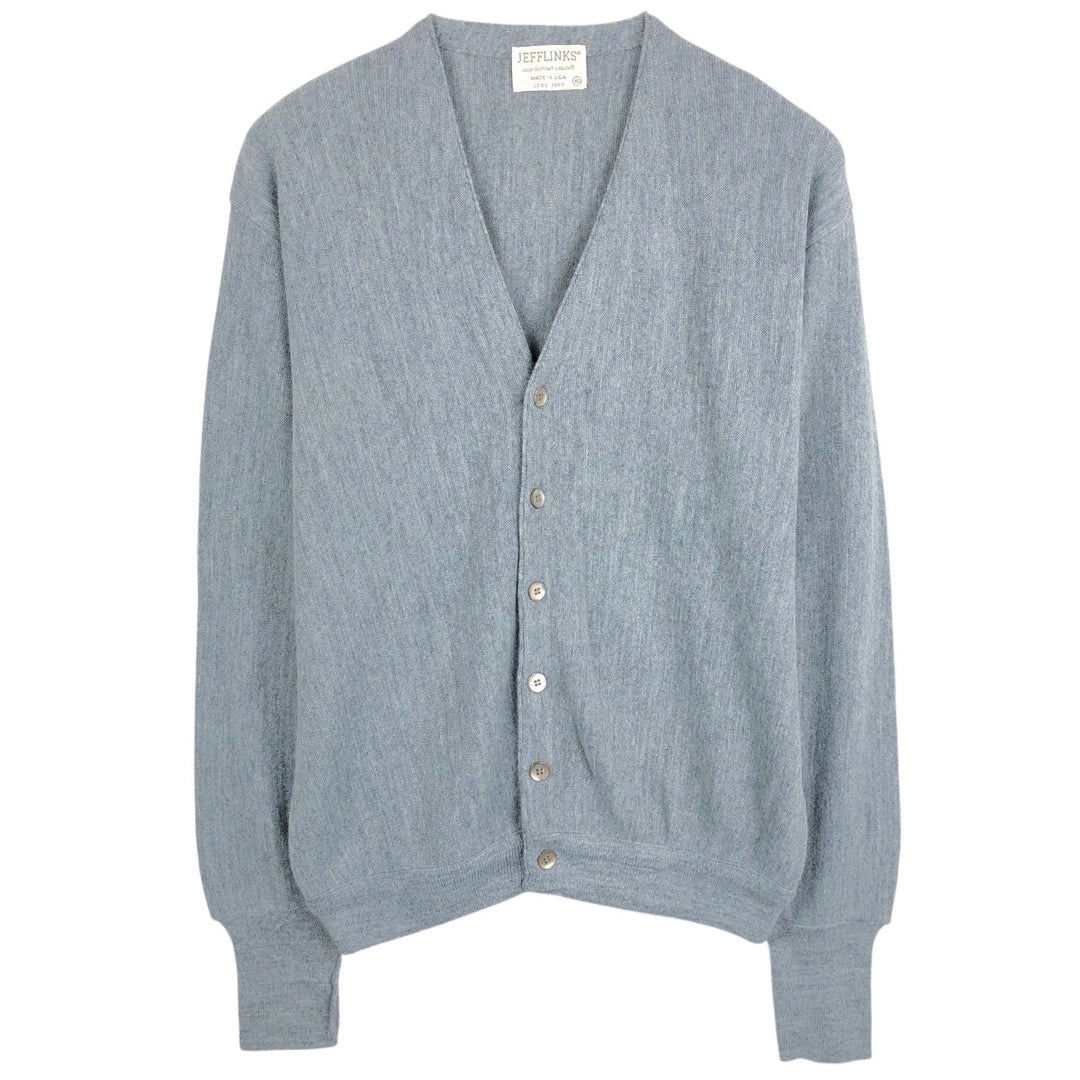 Vintage 1970'S JEFFLINKS acrylic knit cardigan, made in the USA, men's size XL acrylic gray type Vintage Second Hand