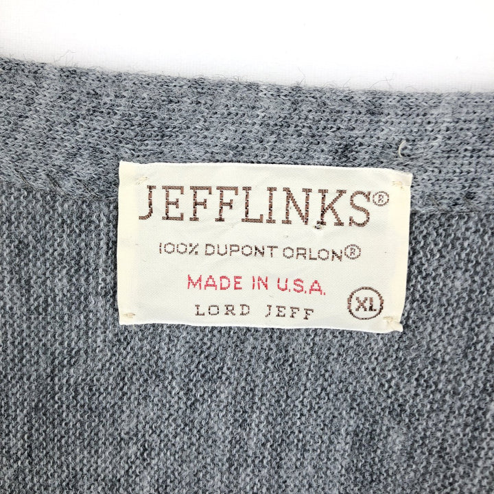 Vintage 1970'S JEFFLINKS acrylic knit cardigan, made in the USA, men's size XL acrylic gray type Vintage Second Hand