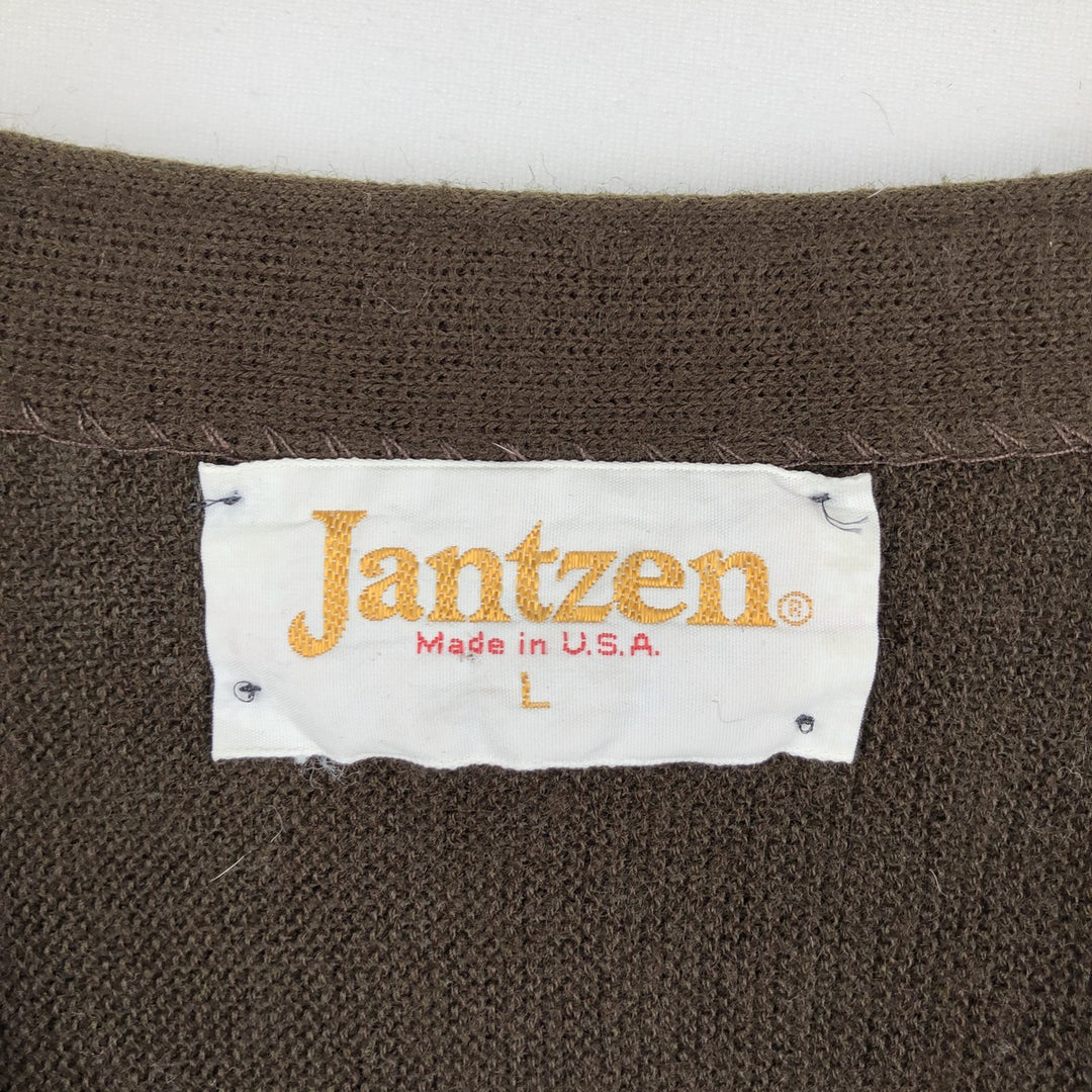 Jantzen acrylic knit cardigan, made in the USA, men's size L acrylic brown type Vintage Second Hand