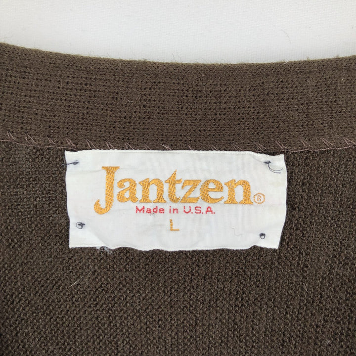 Jantzen acrylic knit cardigan, made in the USA, men's size L acrylic brown type Vintage Second Hand