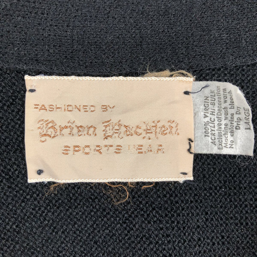 Brian MacNeil Acrylic Knit Cardigan, Large (equivalent to Men's L), Vintage acrylic black type Vintage Second Hand