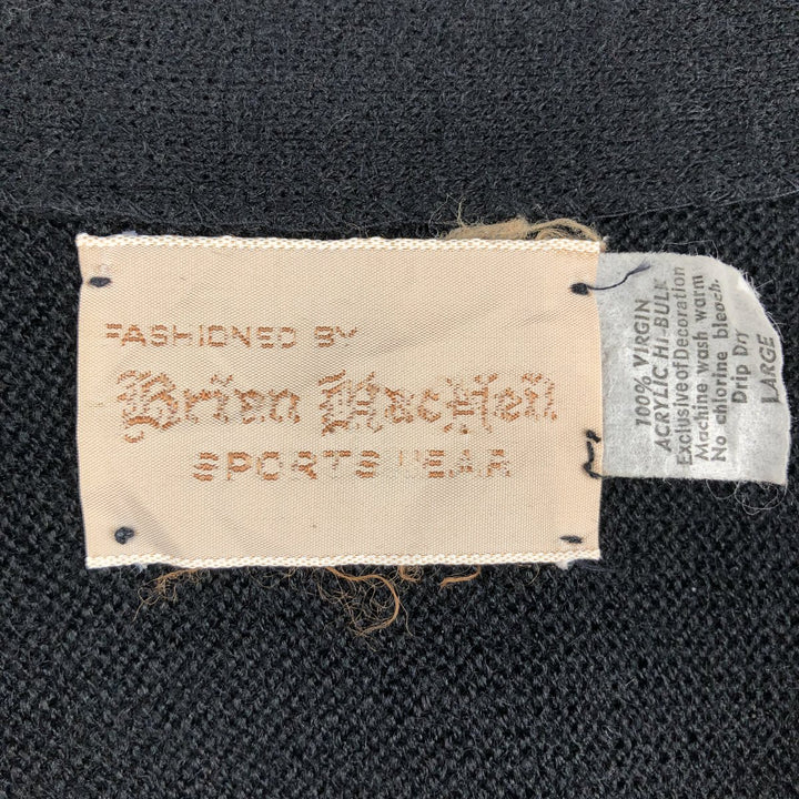 Brian MacNeil Acrylic Knit Cardigan, Large (equivalent to Men's L), Vintage acrylic black type Vintage Second Hand