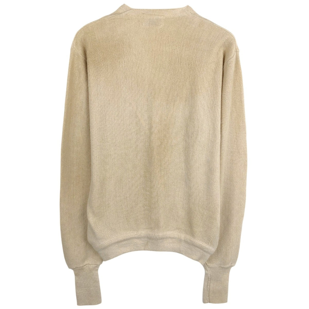 Vintage 1970'S JEFFLINKS acrylic knit cardigan, made in the USA, size L, men's Oron Acrylic Beige type Vintage Second Hand