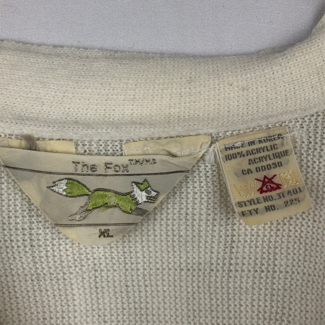 JCPenney THE FOX COLLECTION Acrylic Knit Cardigan, Men's Size XL (approx.), Vintage acrylic white type Vintage Second Hand