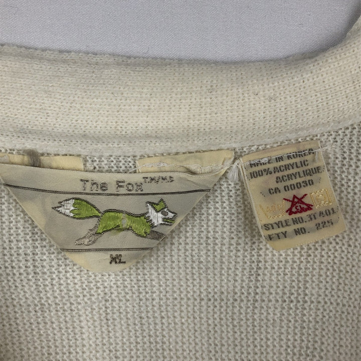 JCPenney THE FOX COLLECTION Acrylic Knit Cardigan, Men's Size XL (approx.), Vintage acrylic white type Vintage Second Hand