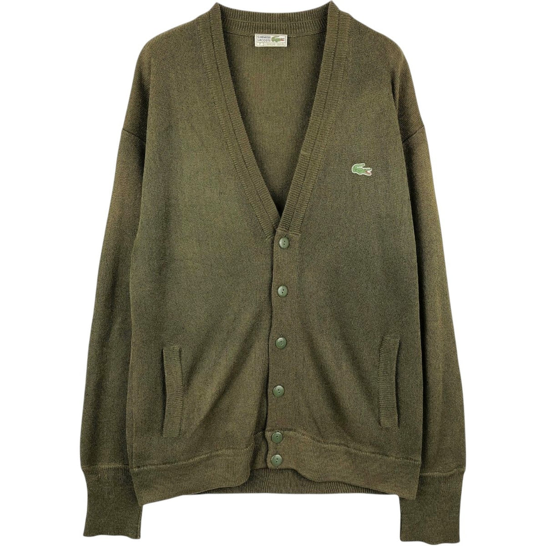 1980'S Lacoste CHEMISE knit cardigan, made in Spain, men's size M equivalent, vintage. unclear Khaki type Vintage Second Hand
