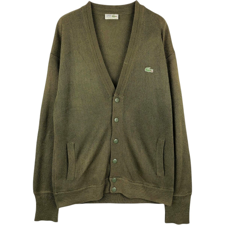 1980'S Lacoste CHEMISE knit cardigan, made in Spain, men's size M equivalent, vintage. unclear Khaki type Vintage Second Hand