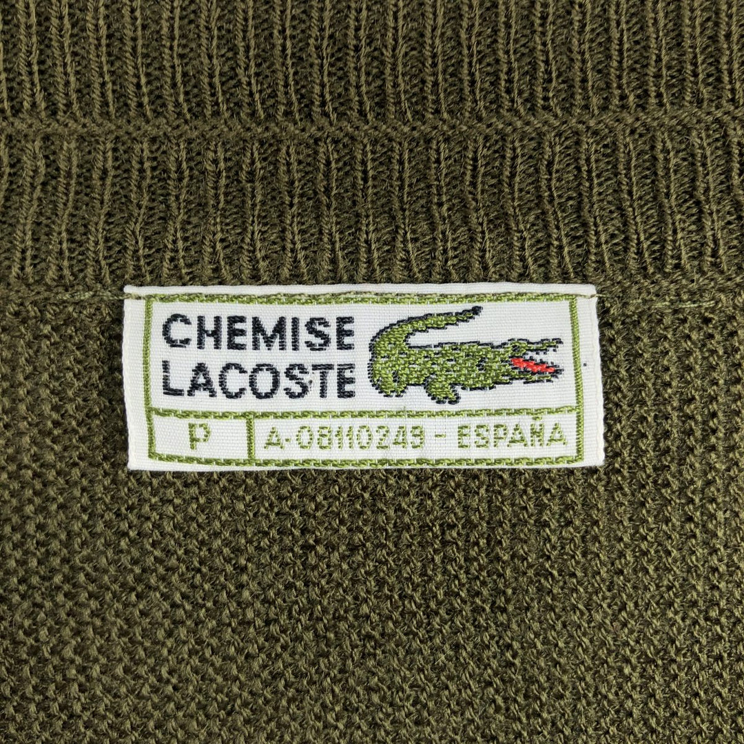 1980'S Lacoste CHEMISE knit cardigan, made in Spain, men's size M equivalent, vintage. unclear Khaki type Vintage Second Hand