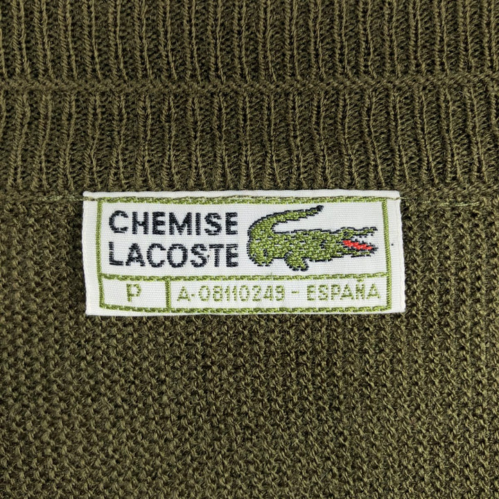 1980'S Lacoste CHEMISE knit cardigan, made in Spain, men's size M equivalent, vintage. unclear Khaki type Vintage Second Hand