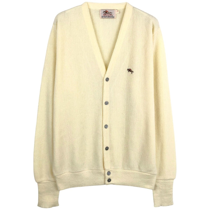 70s-80'S STEEPLECHASE Acrylic Knit Cardigan, Men's Size L (approx.), Vintage unclear yellow type Vintage Second Hand