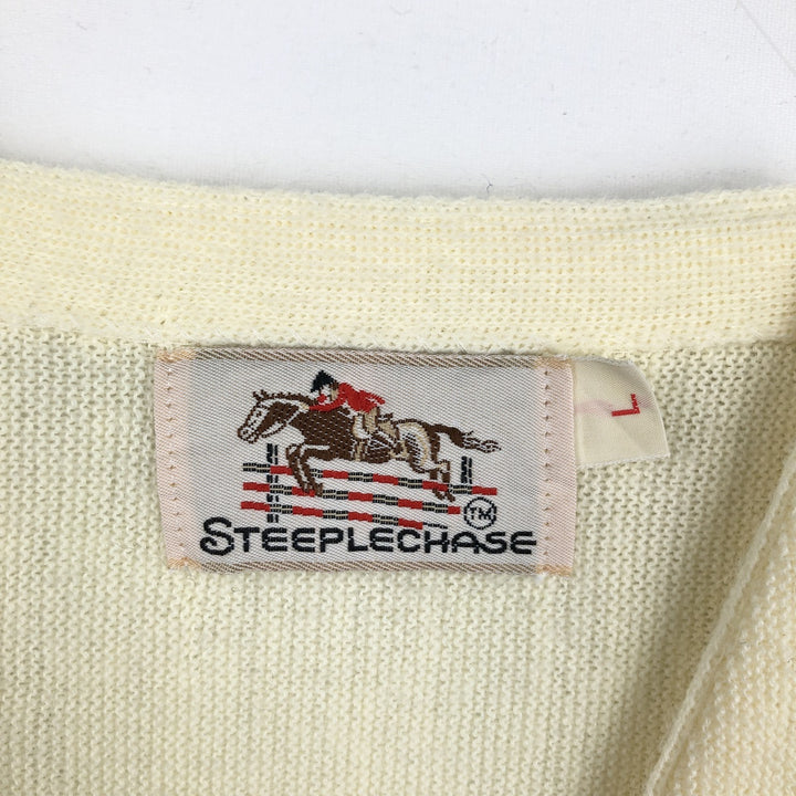 70s-80'S STEEPLECHASE Acrylic Knit Cardigan, Men's Size L (approx.), Vintage unclear yellow type Vintage Second Hand