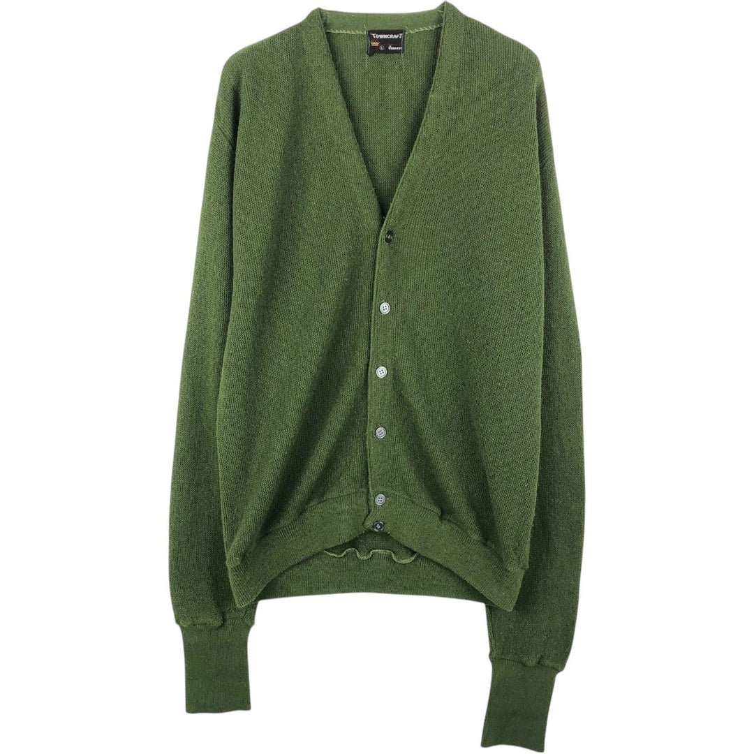 ~1970'S Town Craft JC Penney Knit Cardigan, Men's Size L (approx.), Vintage unclear Khaki type Vintage Second Hand