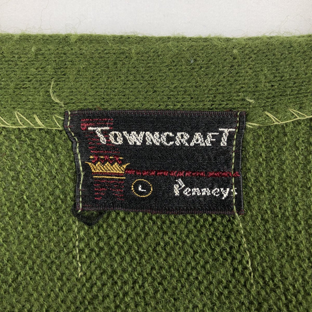 ~1970'S Town Craft JC Penney Knit Cardigan, Men's Size L (approx.), Vintage unclear Khaki type Vintage Second Hand