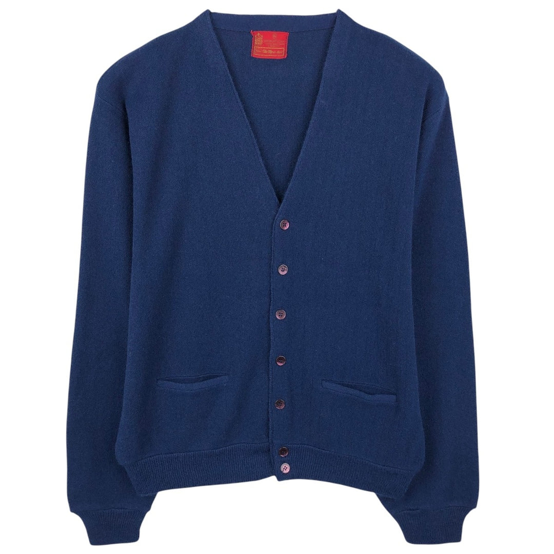 1970'S Sears Kings Road Acrylic Knit Cardigan, Men's Size XL (approx.), Vintage Oron Acrylic navy blue type Vintage Second Hand