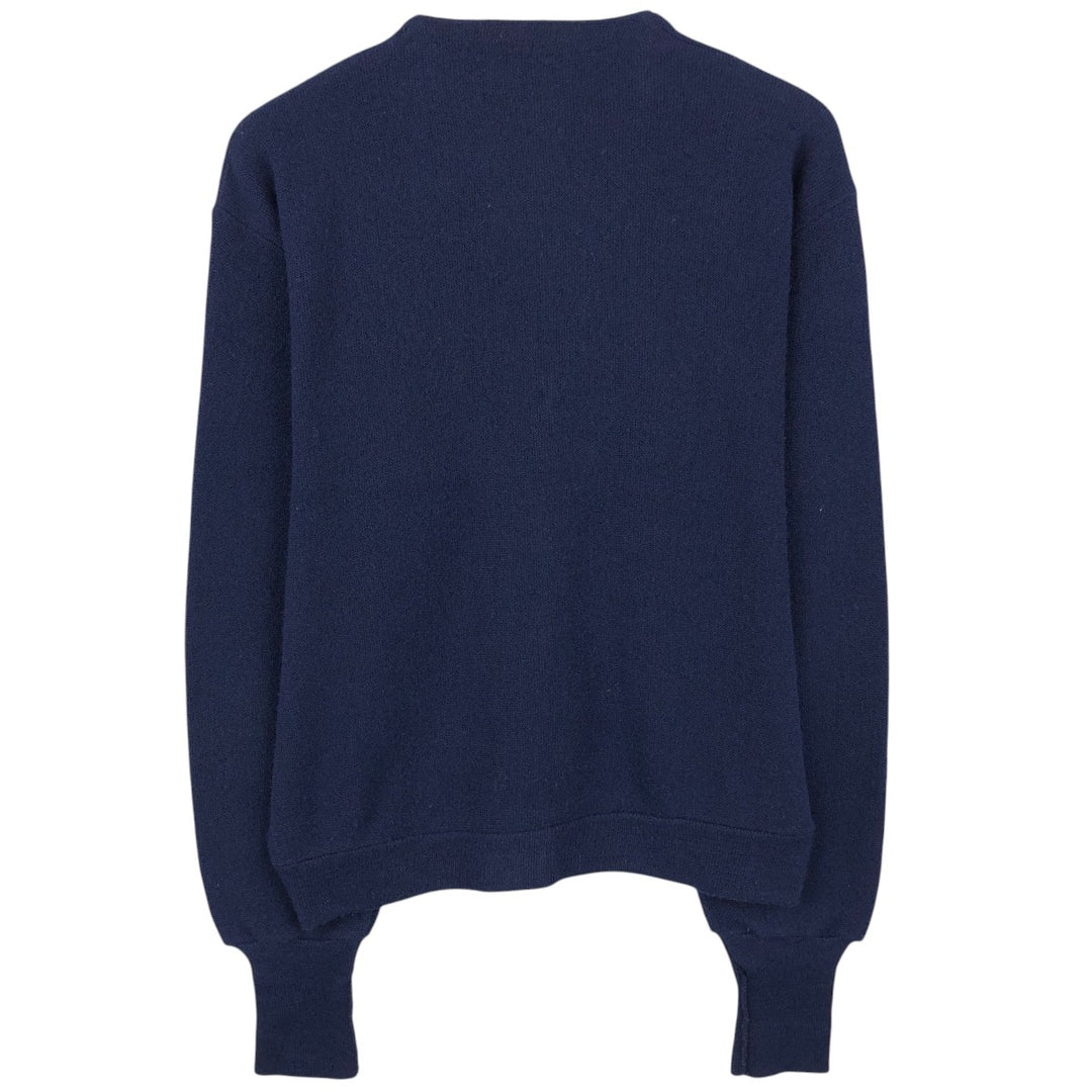 1970'S JCPenney THE FOX Sweater Knit Cardigan, Made in USA, Men's Size M (approx.), Vintage unclear navy blue type Vintage Second Hand