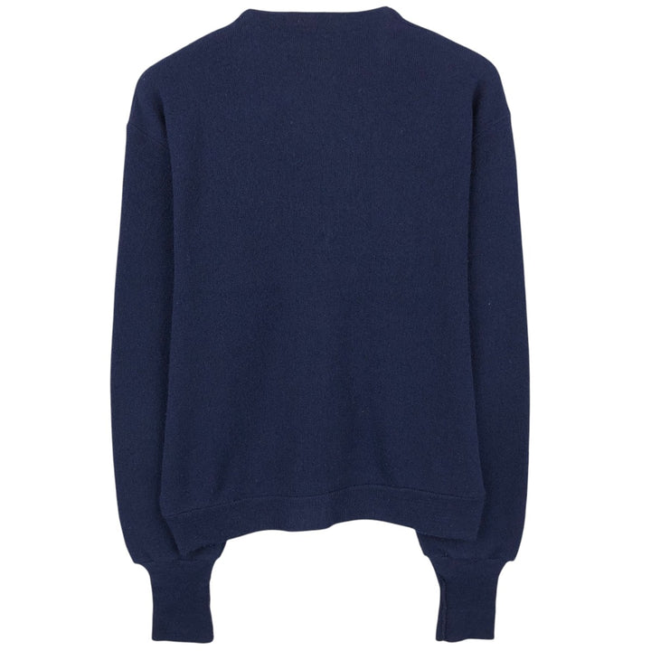 1970'S JCPenney THE FOX Sweater Knit Cardigan, Made in USA, Men's Size M (approx.), Vintage unclear navy blue type Vintage Second Hand