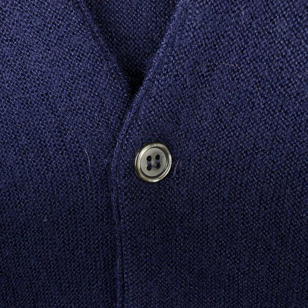 1970'S JCPenney THE FOX Sweater Knit Cardigan, Made in USA, Men's Size M (approx.), Vintage unclear navy blue type Vintage Second Hand