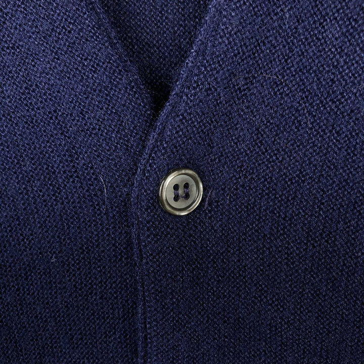 1970'S JCPenney THE FOX Sweater Knit Cardigan, Made in USA, Men's Size M (approx.), Vintage unclear navy blue type Vintage Second Hand