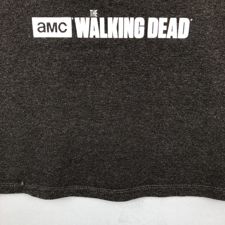 THE WALKING DEAD Skull Pattern Fire Pattern Long-Sleeve T-Shirt (Men's Size M) cotton gray type Vintage Second Hand