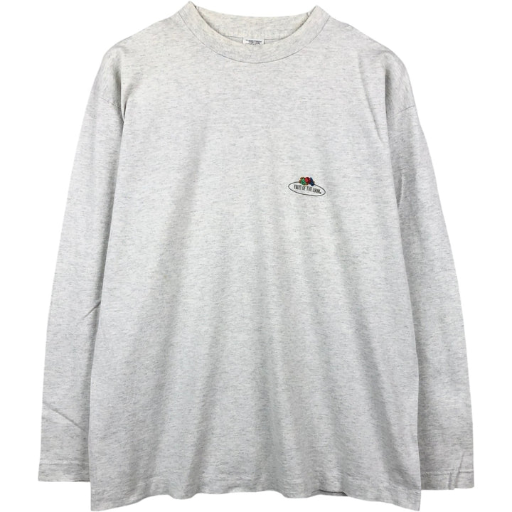 90'S Fruit of the Loom Long Sleeve T-Shirt, Made in USA, Men's Size L, Vintage cotton gray type Vintage Second Hand