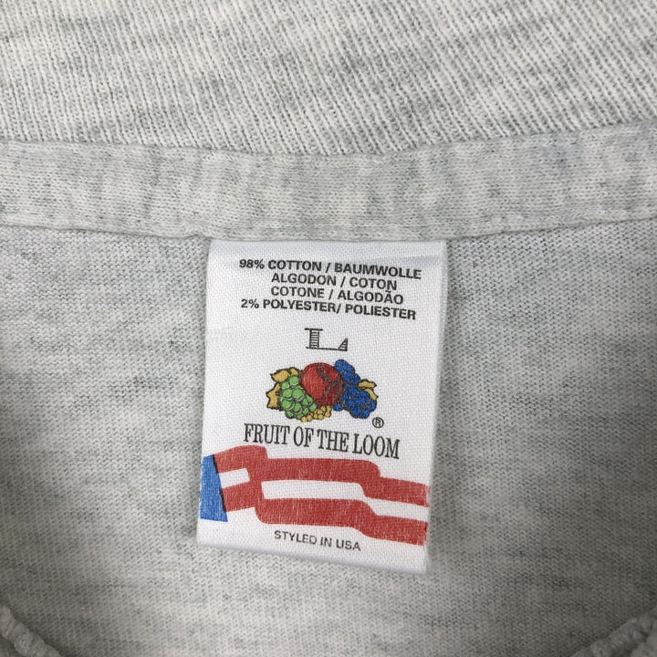 90'S Fruit of the Loom Long Sleeve T-Shirt, Made in USA, Men's Size L, Vintage cotton gray type Vintage Second Hand