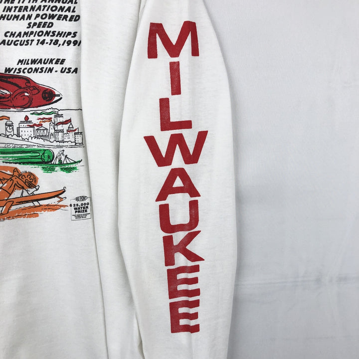 90'S SCREEN STARS Long Sleeve T-Shirt Made in USA Men's Size L Vintage cotton white type Vintage Second Hand