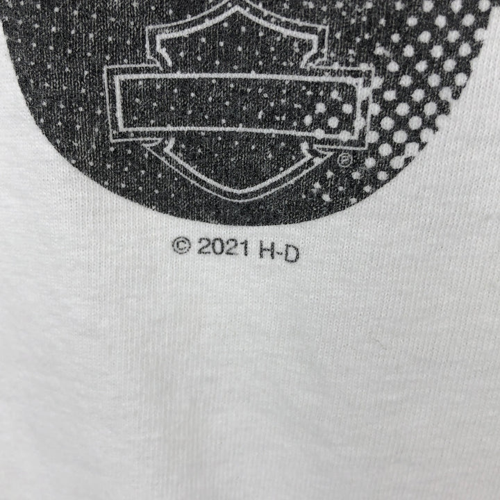 Harley-Davidson Eagle Pattern Stars and Stripes Motorcycle Long-Sleeve T-Shirt (Men's Size M) cotton white type Vintage Second Hand